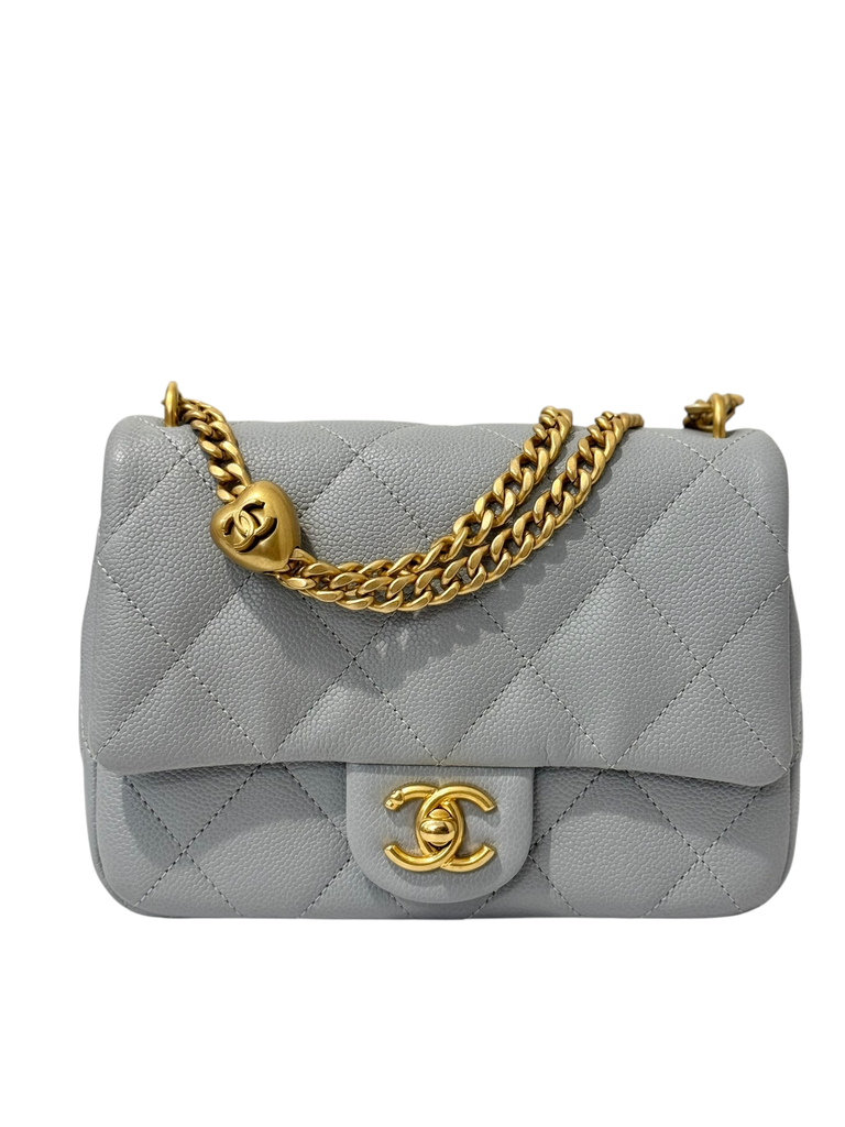 Chanel Heart Crush Mini Flap Bag (grey/caviar/ghw)