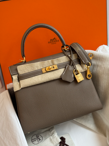 [#YCT840PK] Hermes Kelly25(Etoupe/Ghw)