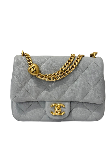 [#UULN895K] Chanel Heart Crush Mini Flap Bag (grey/caviar/ghw)