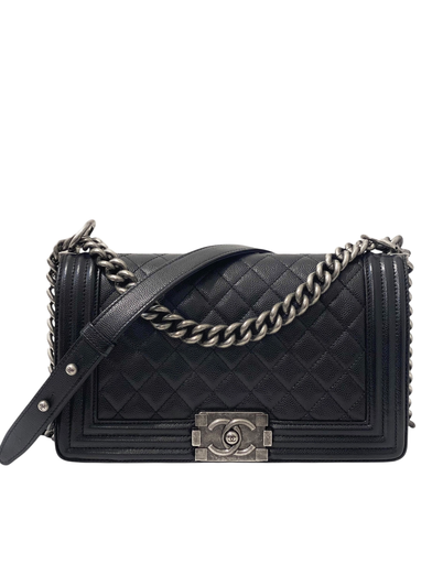 [#26132237] Boy Chanel 25cm Medium (Bk caviar/Shw)